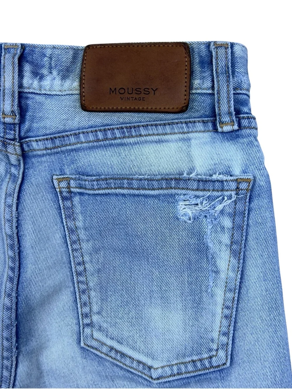 Moussy Vintage Hillrose Skinny Jeans 24 Blue Distressed Japan Preppy Minimalist